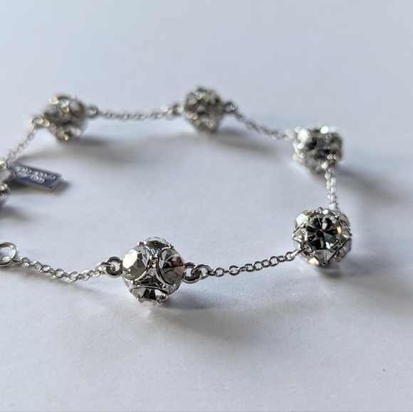 Kate Spade Silver, Clear Crystal Ball Cluster Lady Marmalade Chain Bracelet - Picture 2 of 9
